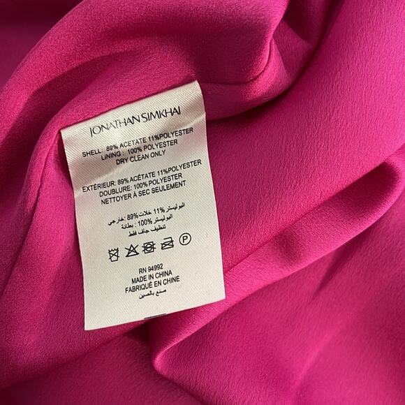 Jonathan Simkhai Hansel Halter Neck Satin Pink Bougainvillea Midi Dress Sz 2 - Picture 12 of 12